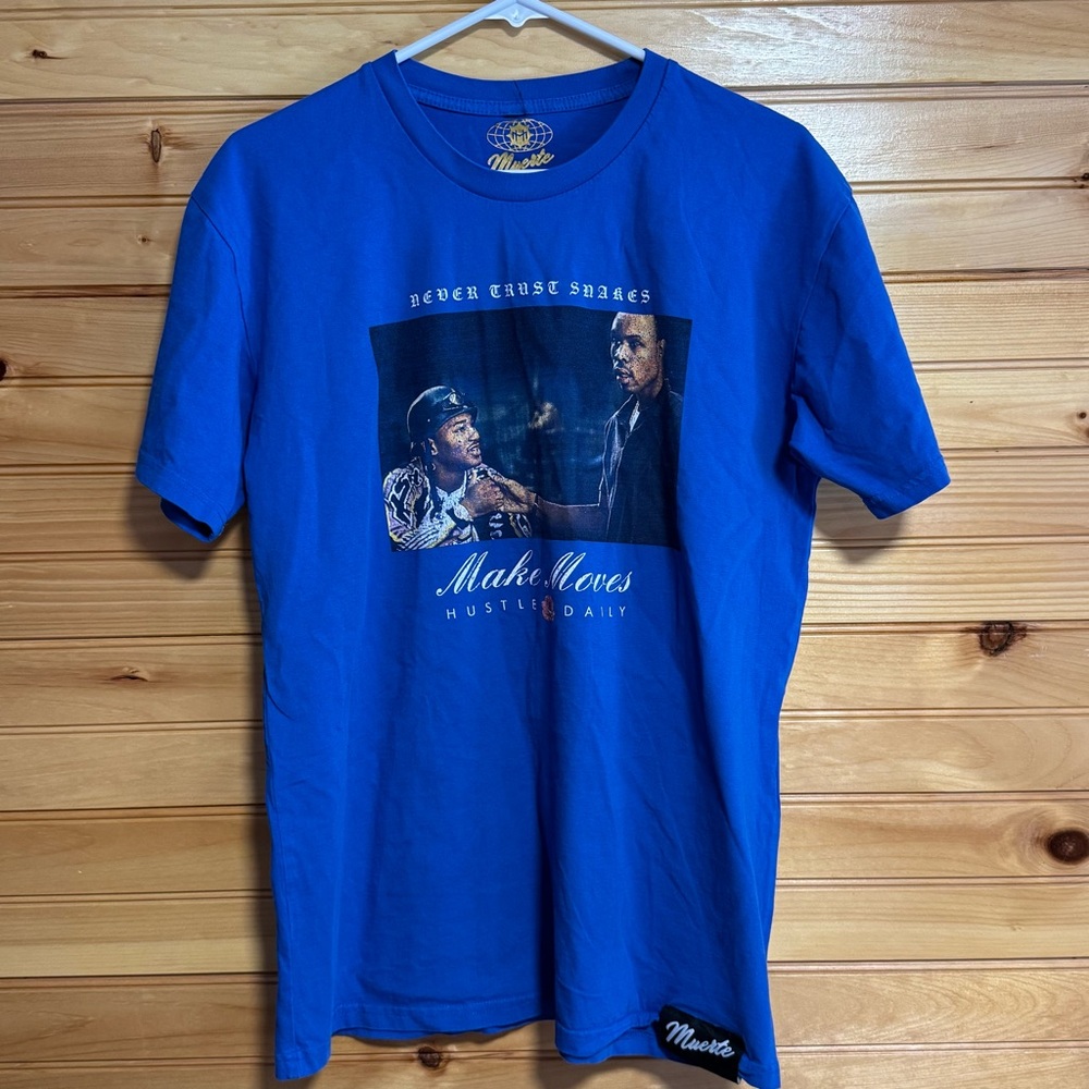 Muerte Hustle Daily Blue Graphic T-Shirt Large